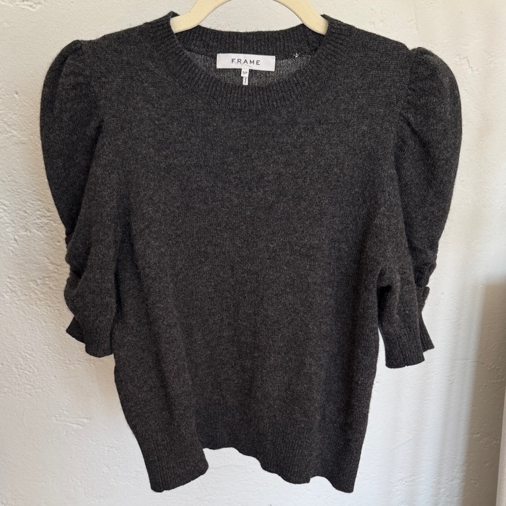 FRAME Cashmere Puff Short Sleeve Crewneck Sweater